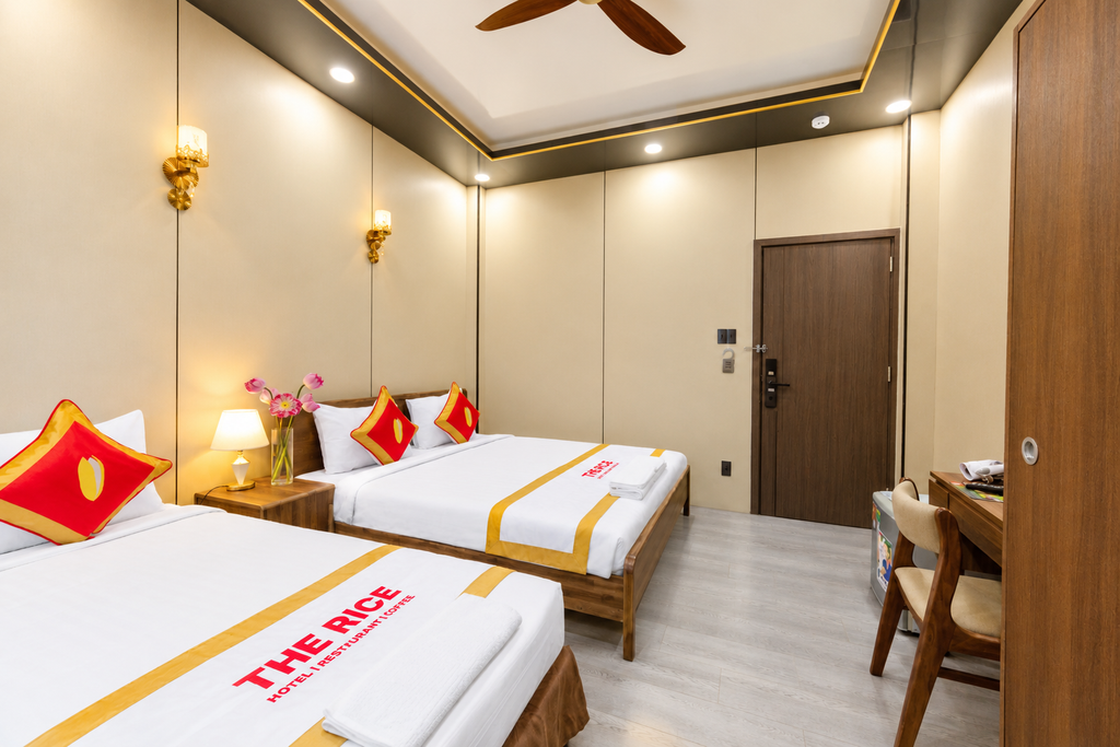 The Rice Hotel & Travel – Lựa Chọn Lưu Trú Thuận Tiện Cho Cả Gia Đình Tại TP.HCM 2 phongkhachsan TheRice 394 NguyenTrai HCMC VN